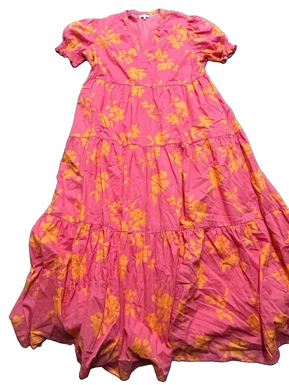 Women’s Southern Tide Pink Orange Layered Summer Dress Size XL